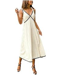 Cupshe Women's Paradise Valley Striped Midi Beach Dress