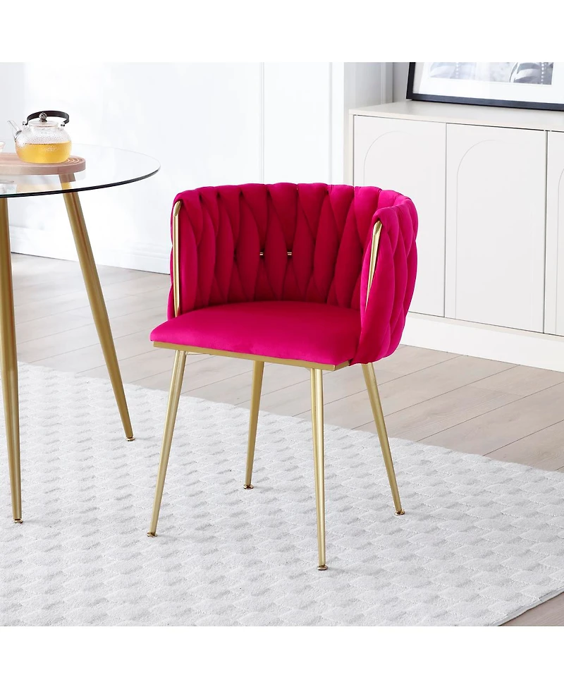 Streamdale Furniture Modern Velvet Dining Chairs Set of 2 with Golden Metal Legs