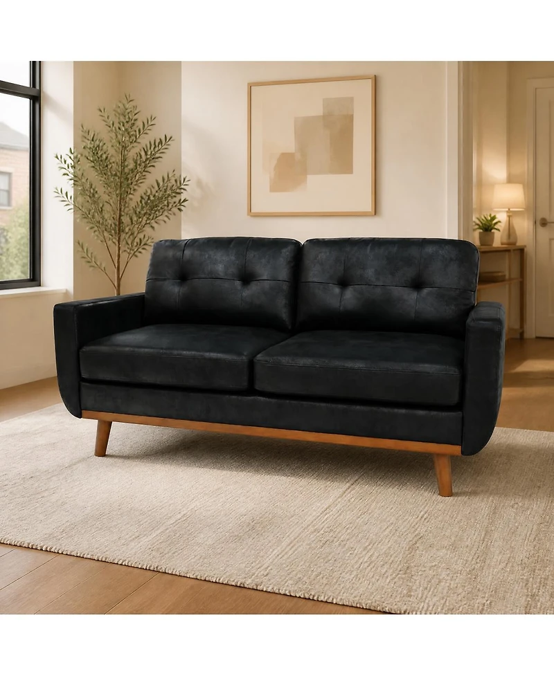 Streamdale Furniture 65-inch Modern Minimalist Two-Seater Sofa with Foil Fabric and Wood Legs