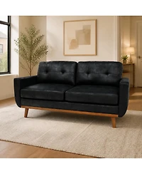 Streamdale Furniture 65-inch Modern Minimalist Two-Seater Sofa with Foil Fabric and Wood Legs
