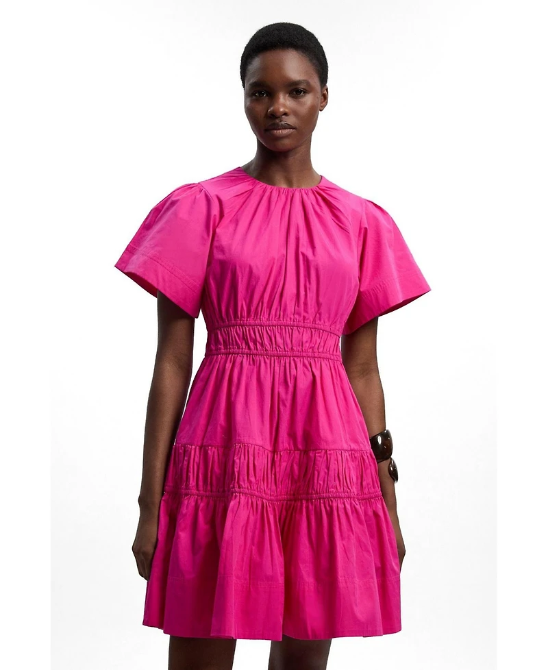 Karen Millen Women's Shirred Tiered Mini Dress