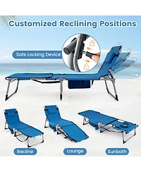 Gouun Set of 2 Portable Tanning Sunbathing Chair with Face Arm Holes 4-Level Tilt