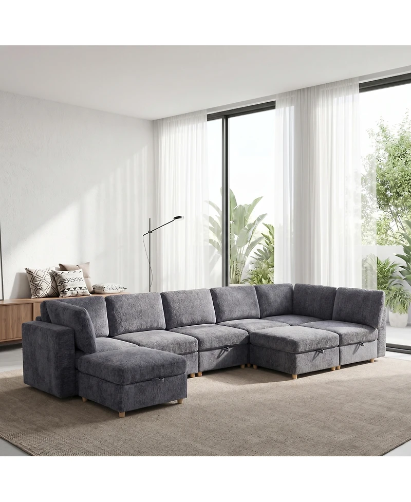 Streamdale Furniture Modular 8-Seater Convertible Sectional Sofa with Storage