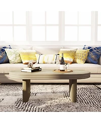 Streamdale Furniture Mid-Century Modern Oval Fluted Wood Coffee Table