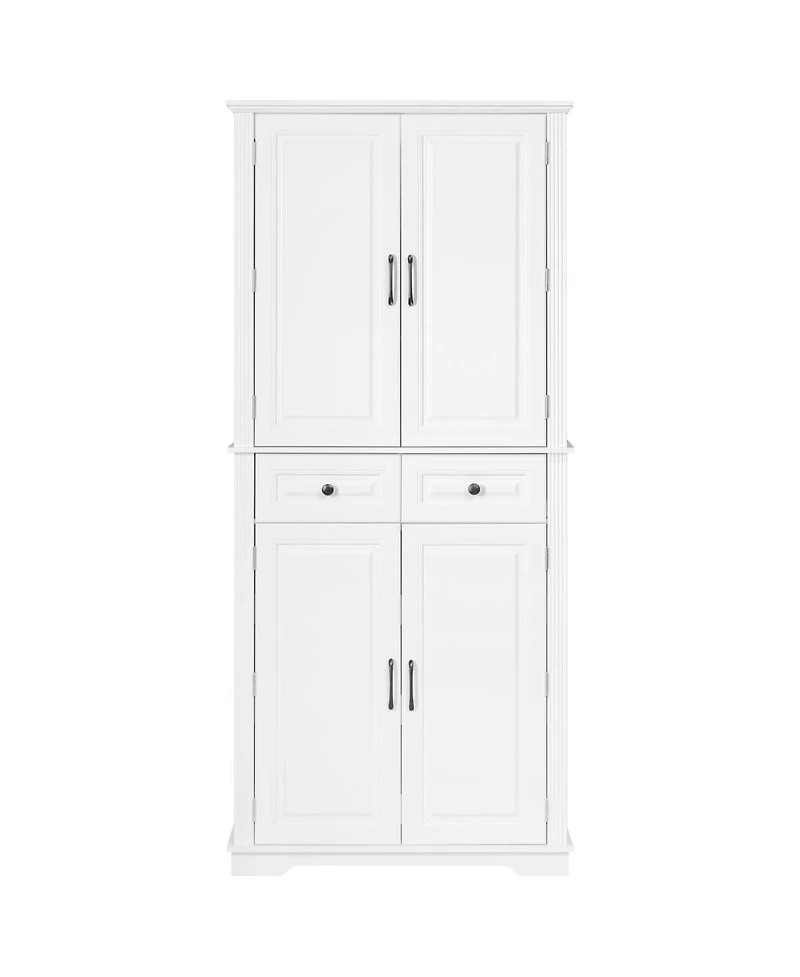 Streamdale Furniture 71'' Tall Farmhouse Kitchen Pantry with 3 Pull-Out Organizers and 2 Drawers