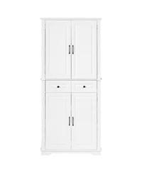 Streamdale Furniture 71'' Tall Farmhouse Kitchen Pantry with 3 Pull-Out Organizers and 2 Drawers