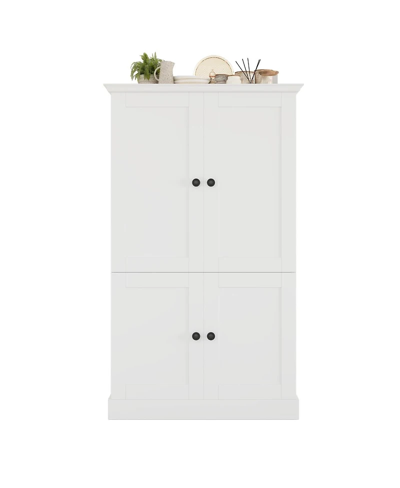 Streamdale Furniture Tall Freestanding Kitchen Pantry Cabinet with 4 Doors 3 Drawers and Wine Racks