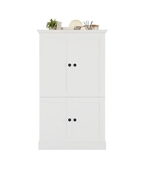 Streamdale Furniture Tall Freestanding Kitchen Pantry Cabinet with 4 Doors 3 Drawers and Wine Racks