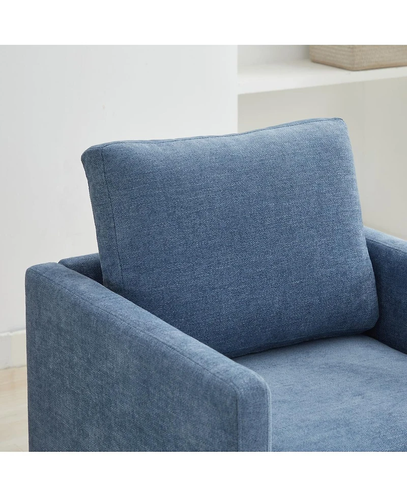 Streamdale Furniture 30.7''With Upholstered 360 Swivel Accent Chair with Weathered Wooden Base
