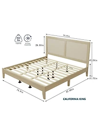 Streamdale Furniture Solid Wood Platform California King Bed With Rattan