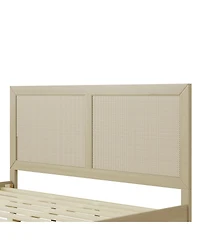 Streamdale Furniture Solid Wood Platform California King Bed With Rattan