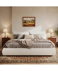 Streamdale Furniture King Size Upholstered Bed Frame with Removable Pillow Headboard