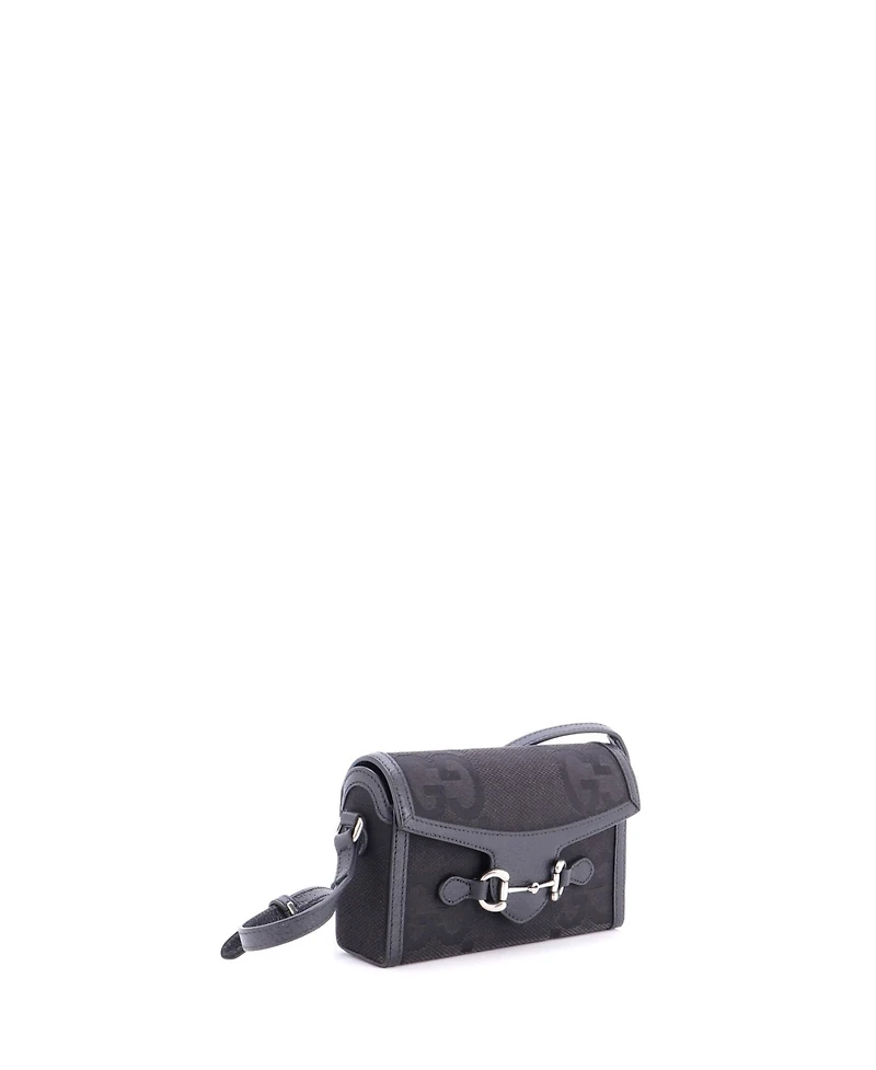 Pre-Owned Gucci Mini Horsebit 1955 Flap Crossbody Bag Jumbo Gg Canvas