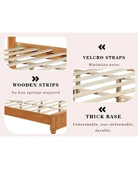 Streamdale Furniture Solid Wood Queen Platform Bed Frame with Tall Headboard No Box Spring Needed