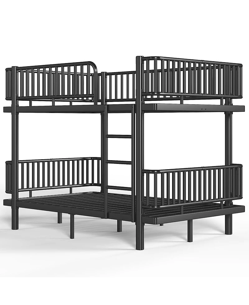 Streamdale Furniture Full over Metal Bunk Bed with Safety Guardrails Converts to 2 Beds