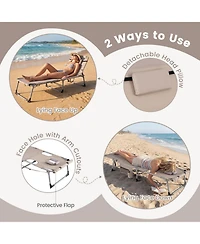 Sugift Portable Sunbathing Chair with Face Hole and 4-Position Backrest