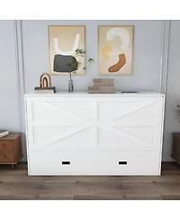 Streamdale Furniture 57 Murphy Bed with Storage Charging Station and Swivel Wheels