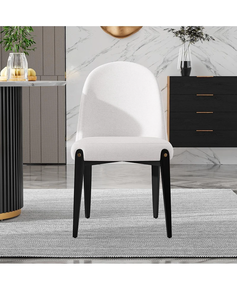 Streamdale Furniture Set of 2 Chenille Armless Dining Chairs with Metal Legs
