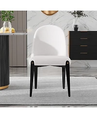 Streamdale Furniture Set of 2 Chenille Armless Dining Chairs with Metal Legs