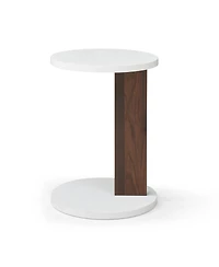 Streamdale Furniture C-Shaped End Table Rustic Wood Side Table for Living Room and Bedroom
