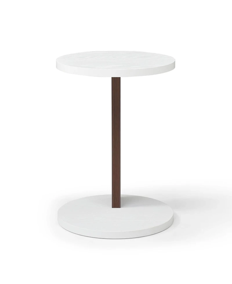 Streamdale Furniture C-Shaped End Table Rustic Wood Side Table for Living Room and Bedroom