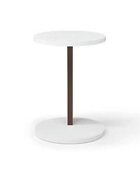 Streamdale Furniture C-Shaped End Table Rustic Wood Side Table for Living Room and Bedroom