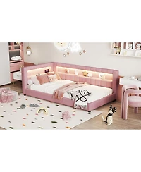 Streamdale Furniture Upholstered Twin Xl Size Platform Bed with Usb Ports and Led Belt