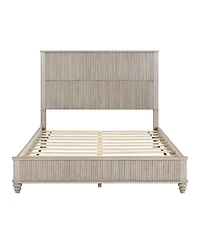 Streamdale Furniture Solid Wood Platform Bed Frame with Tall Headboard No Box Spring Needed