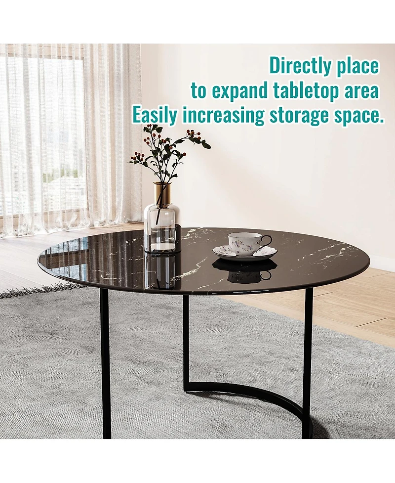 Streamdale Furniture 32'' Round Tempered Glass Table Top with Marble Design