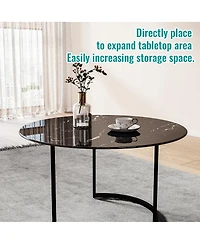 Streamdale Furniture 32'' Round Tempered Glass Table Top with Marble Design