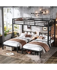 Streamdale Furniture Triple Twin Metal Bunk Bed for 3