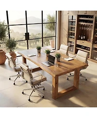 Tribesigns Solid Wood Home Office Desk, 63" Live Edge Executive Desk, Pine Wood Computer Table Bussiness Workstation