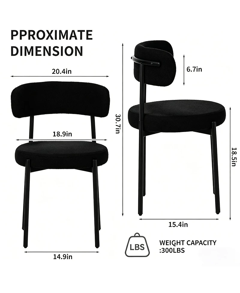 Streamdale Furniture 4-Piece Mid-Century Modern Dining Chair Set with Metal Legs