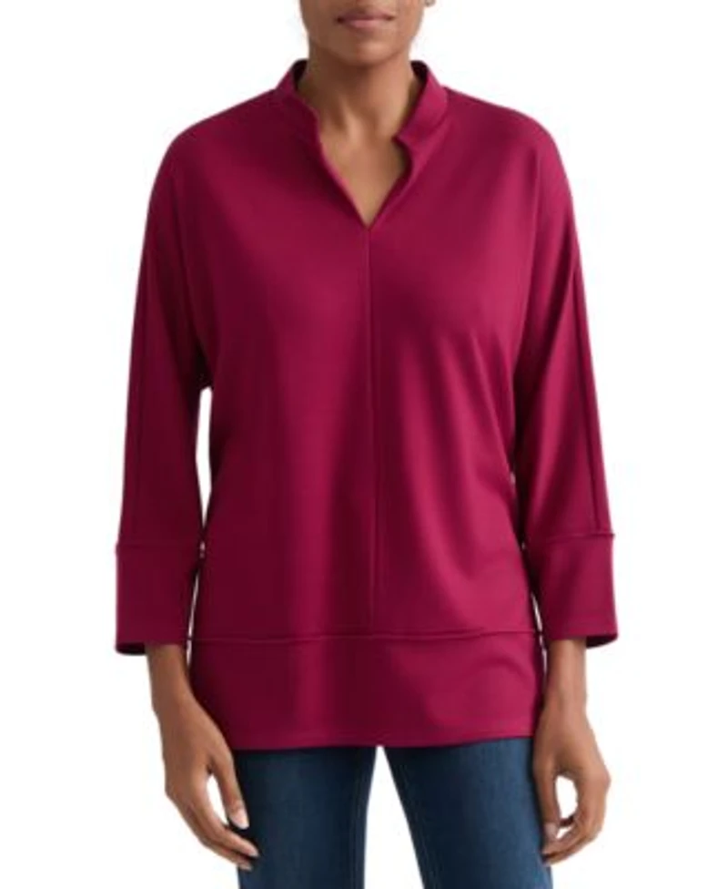 Jones New York Womens Johnny Collar Top