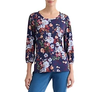 Jones New York Women's Floral Print Box Top