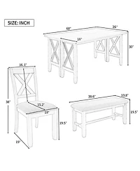 Streamdale Furniture 6-Piece Solid Wood Foldable Dining Set with Bench