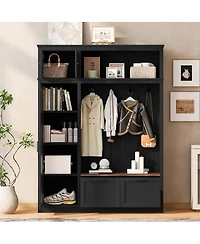Streamdale Furniture 3-in-1 Hall Tree with Overhead Storage Bench and Entryway Organizer