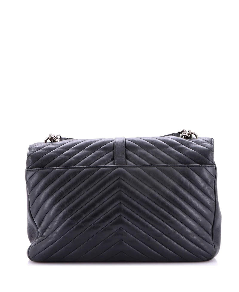 Pre-Owned Saint Laurent Large Classic Monogram College Bag Matelasse Chevron Leather