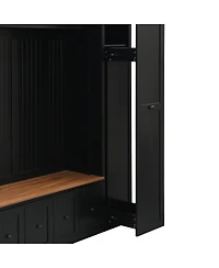 Streamdale Furniture 5-in-1 Farmhouse Hall Tree with Storage Bench Coat Rack and Shoe Cabinet