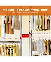 Streamdale Furniture Heavy Duty 3-Tier Rolling Garment Rack with Adjustable Shelves and Hooks