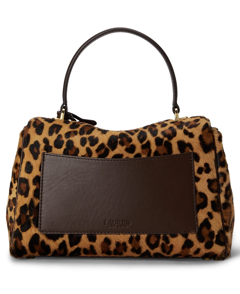 Lauren Ralph Lauren Farrah Leopard Print Small Soft Satchel Handbag