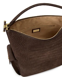 Lauren Ralph Lauren Blaike Croc-Embossed Medium Shoulder Handbag
