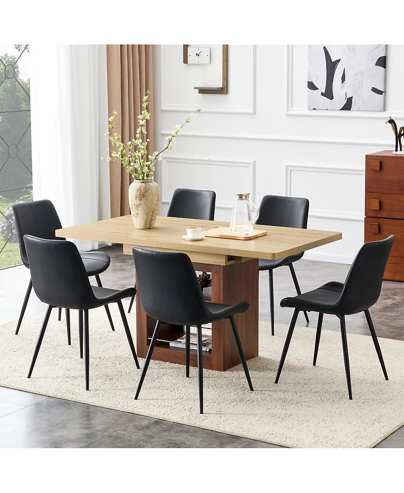 Streamdale Furniture 6-Piece Scalable Dining Table and Chair Set 59-71 Inch Extendable Table