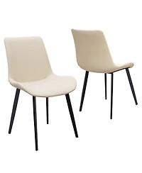 Streamdale Furniture Pu Leather Dining Chairs with Metal Legs Set of 2