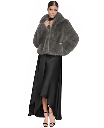 Halston Women's Short Notch Collar Fur Coat