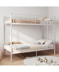 Streamdale Furniture Twin Over Twin Metal Bunk Bed with Ladder and Guardrail