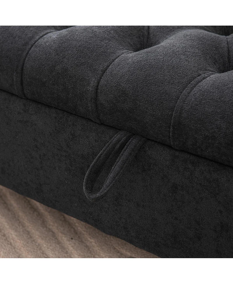 Streamdale Furniture 65.75'' Modern Upholstered Storage Bench with Double Lids and Rolled Arms