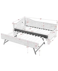 Streamdale Furniture Twin Curved Padded Daybed with Trundle and Usb Port