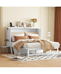 Streamdale Furniture Queen Size Murphy Bed with Usb Port and Removable Shelves