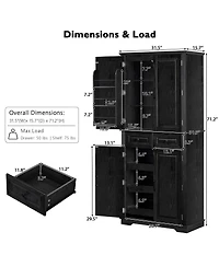 Streamdale Furniture 71'' Tall Farmhouse Kitchen Pantry with 3 Pull-Out Organizers and 6 Door Shelves